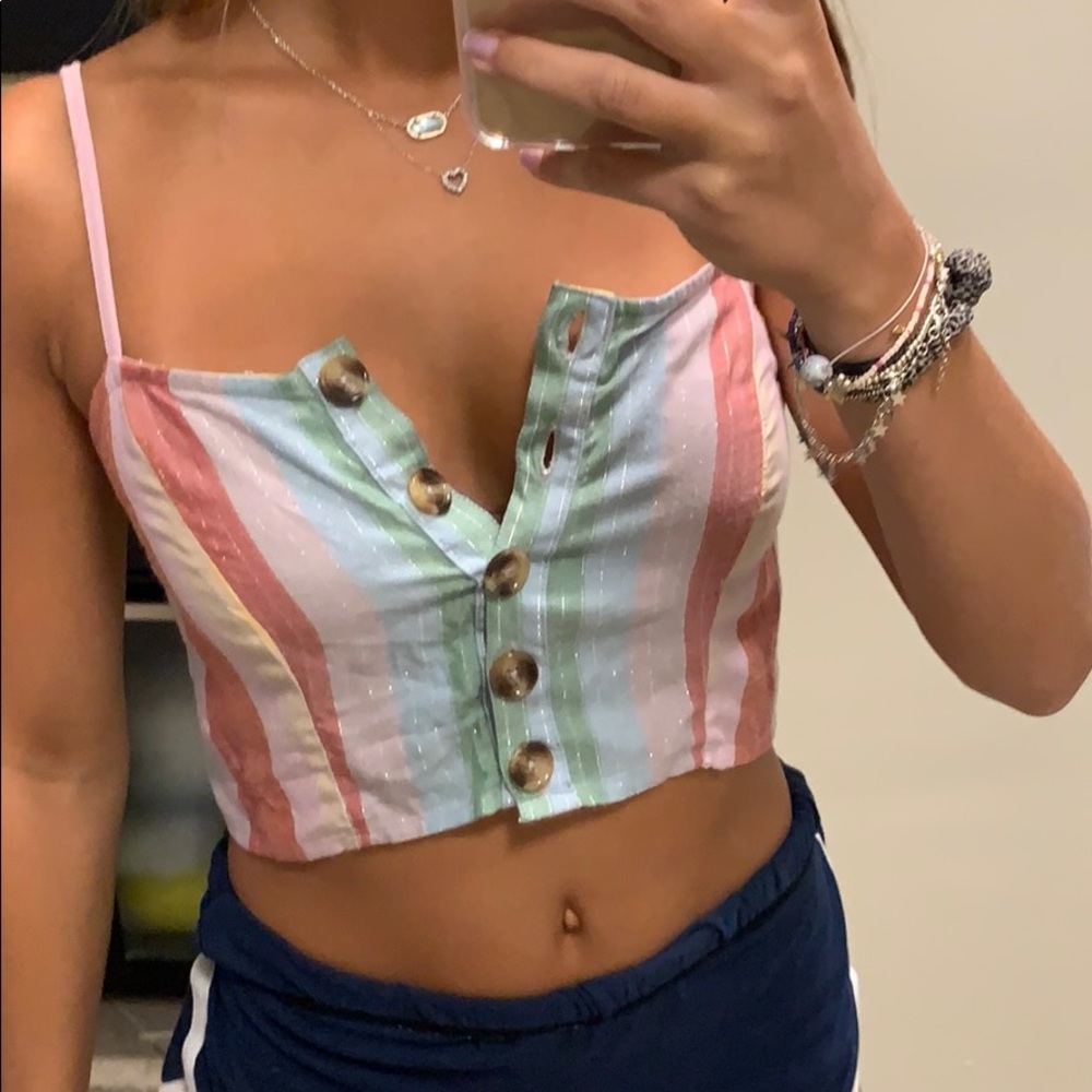 Colorful cropped tank never worn still has tag!